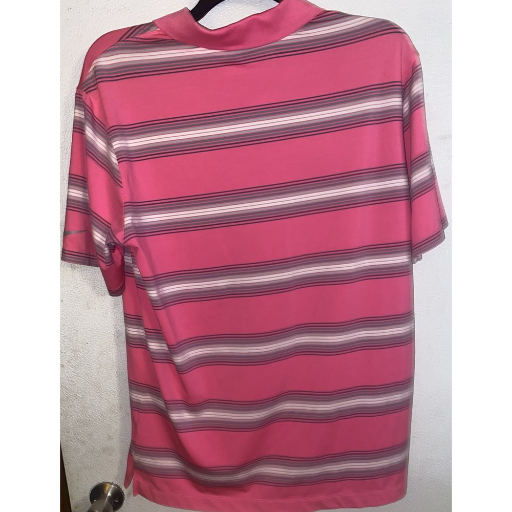 Nike Golf‎ Tour Performance Pink & White Striped Dri-Fit Polo Shirt Size Large - Picture 8 of 8